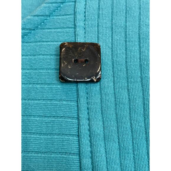 Blair Turquoise ribbed design long sleeve top button detail 3X - Picture 5 of 9